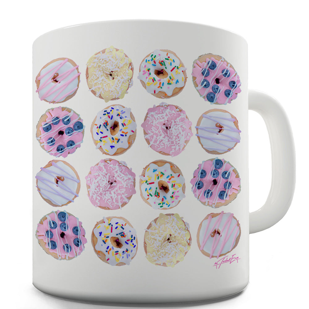 Pink Donuts Pattern Ceramic Funny Mug