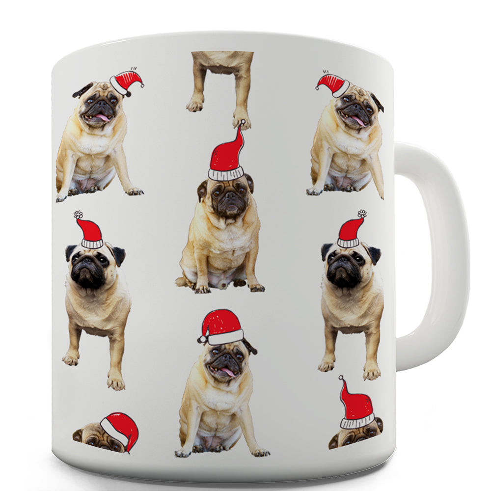Santa Hat Pugs Pattern Funny Mugs For Women