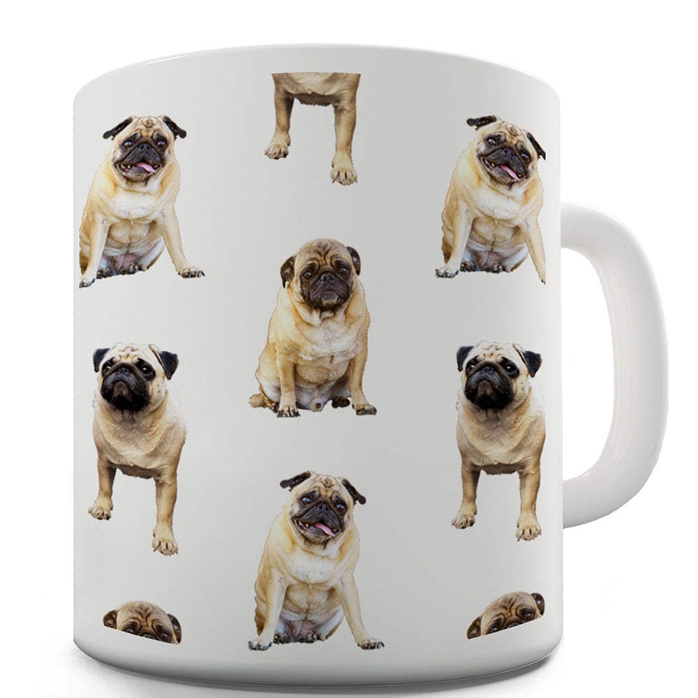 Pugs Pugs Pugs Pattern Ceramic Mug Slogan Funny Cup