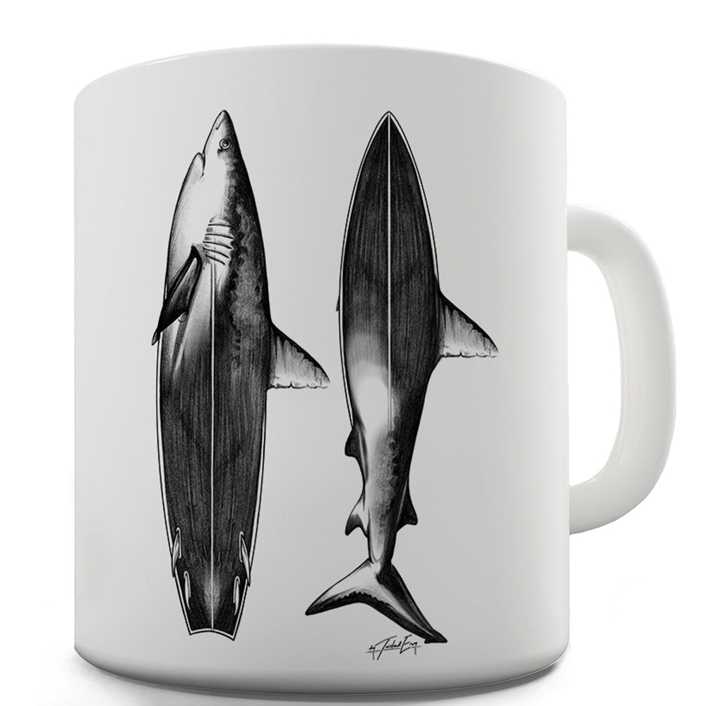 Shark Surfboard Funny Coffee Mug