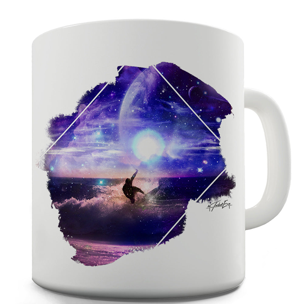 Galaxy Surfing Ceramic Mug Slogan Funny Cup