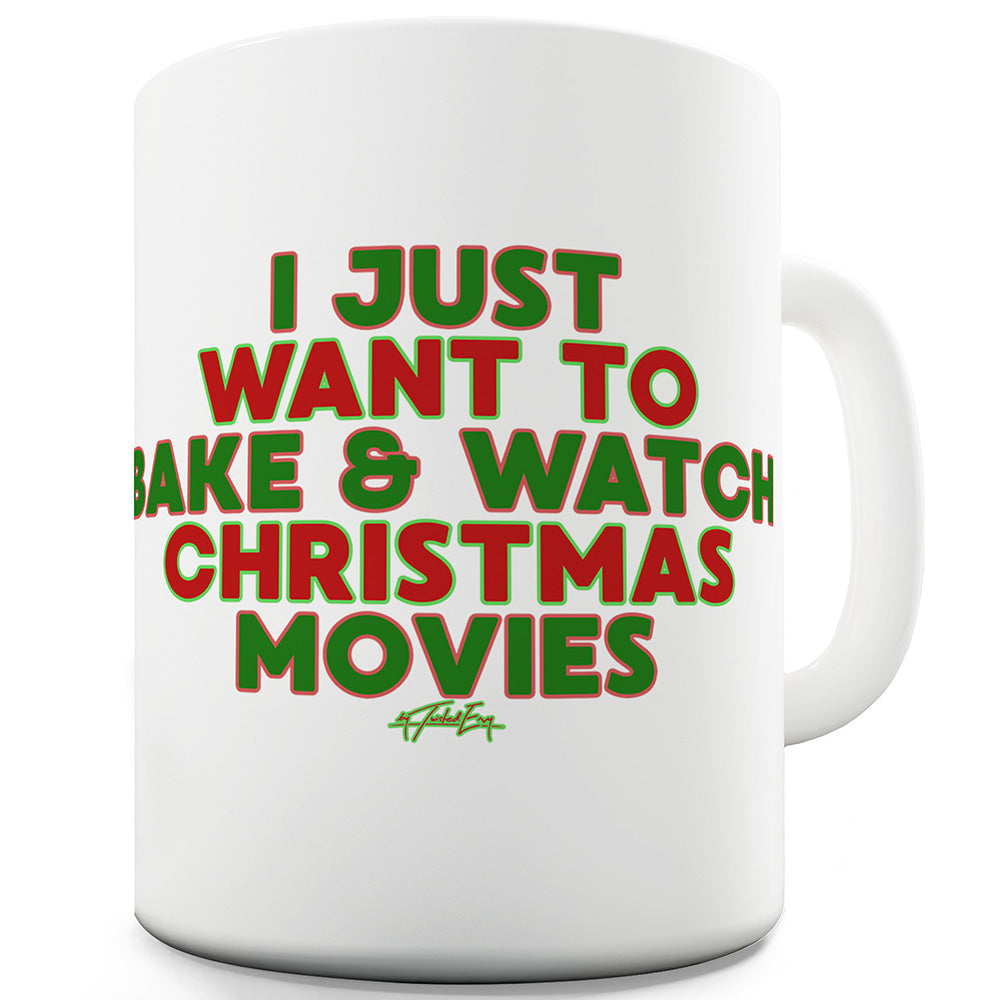 Bake And Watch Christmas Movies Funny Mugs For Men Rude