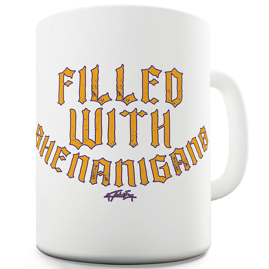 Filled With Shenanigans Funny Office Secret Santa Mug