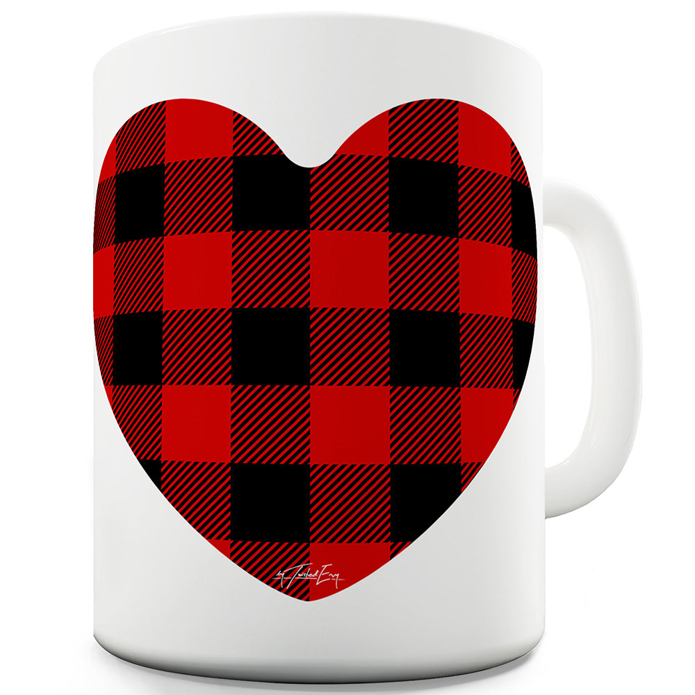 Red Tartan Heart Ceramic Novelty Mug