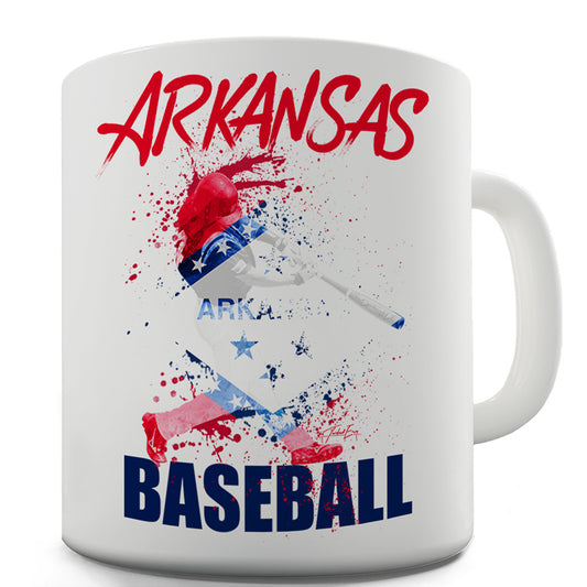 Arkansas Baseball Splatter Ceramic Mug Slogan Funny Cup