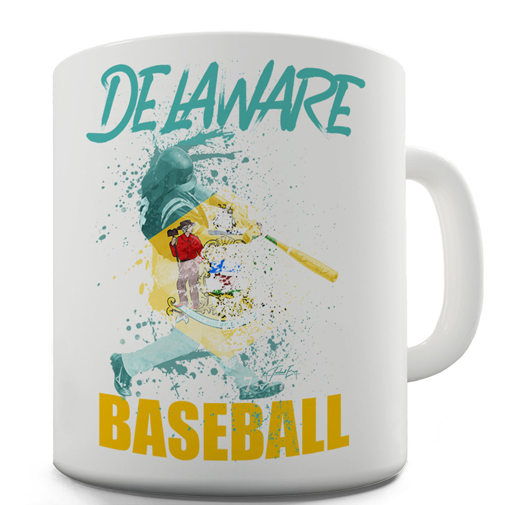 Delaware Baseball Splatter Ceramic Novelty Mug