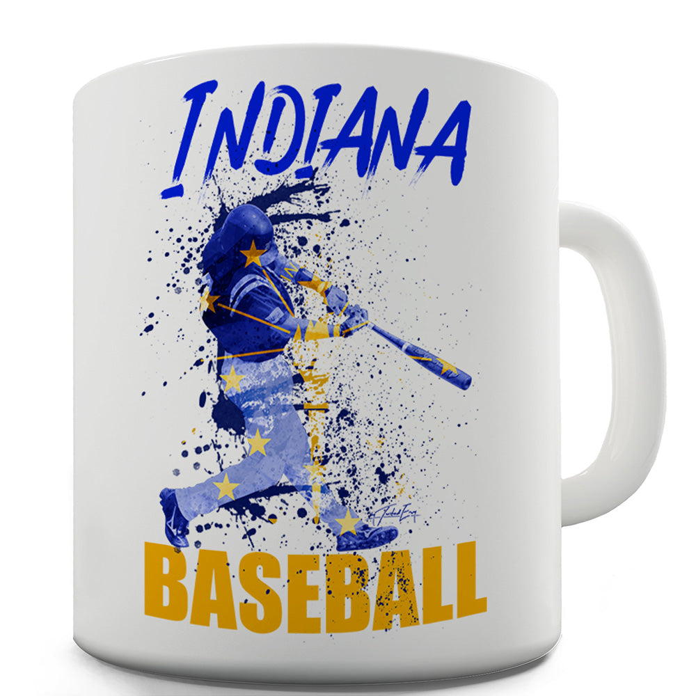 Indiana Baseball Splatter Ceramic Mug