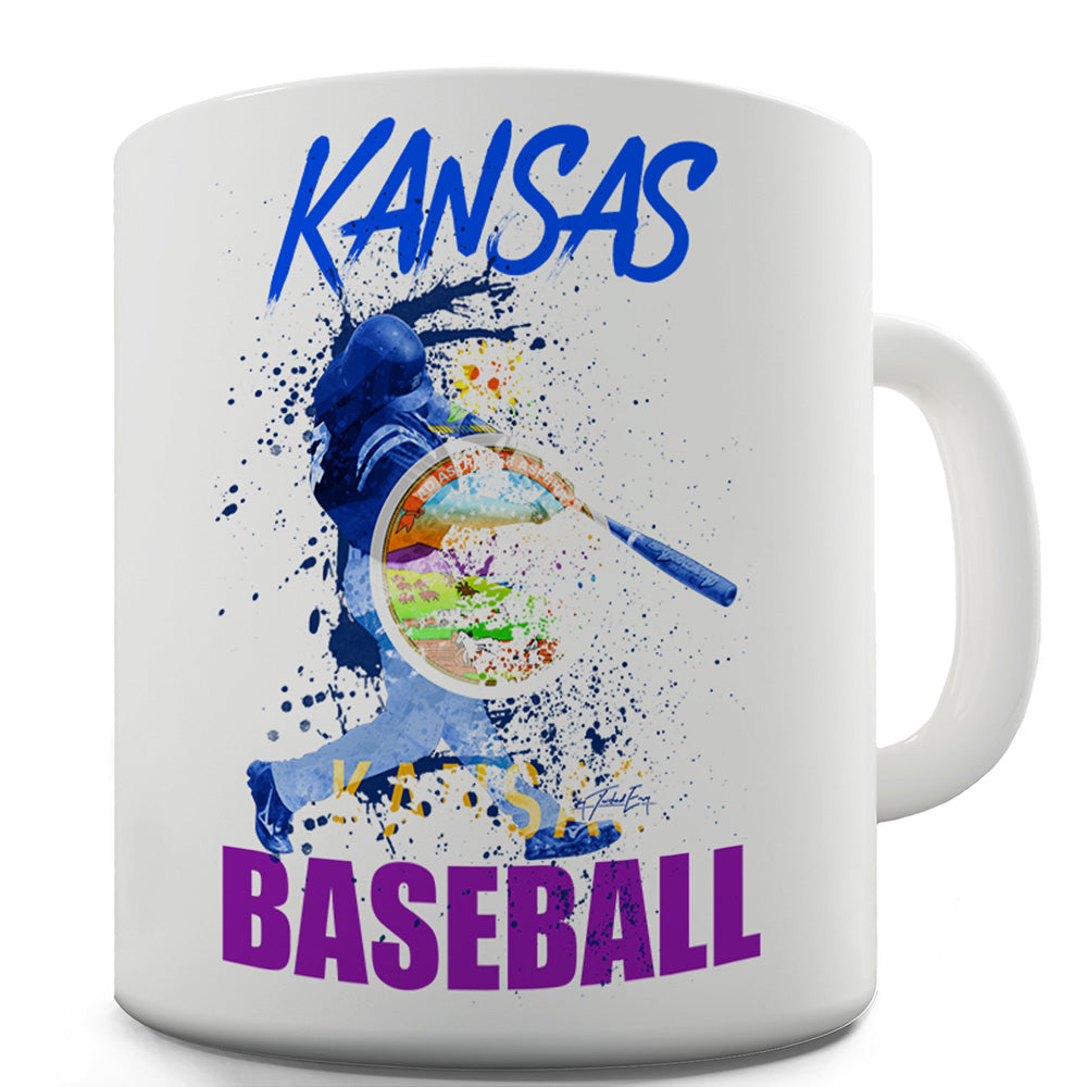 Kansas Baseball Splatter Funny Coffee Mug