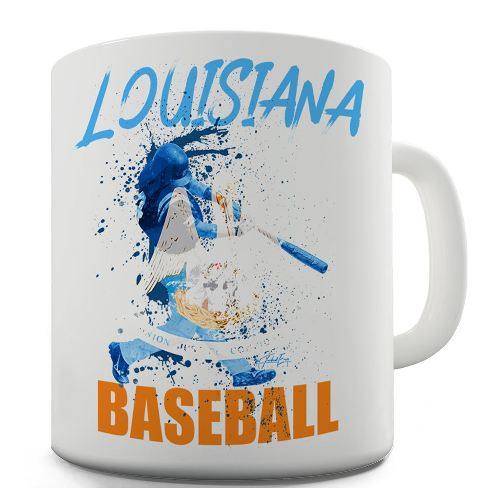 Louisiana Baseball Splatter Funny Mugs For Work