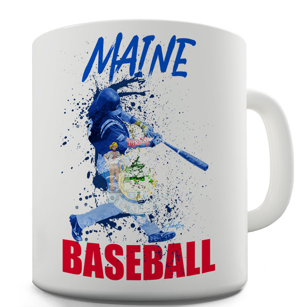 Maine Baseball Splatter Funny Mugs For Coworkers