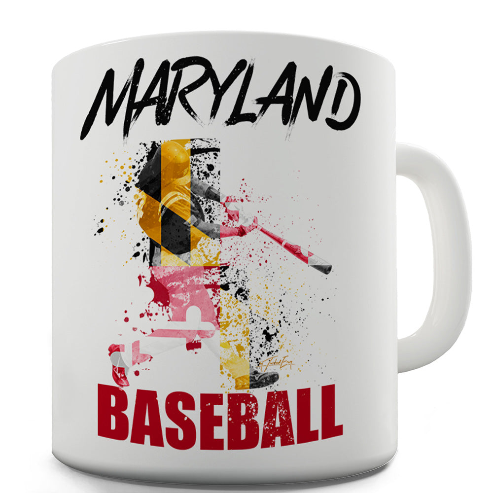 Maryland Baseball Splatter Funny Novelty Mug Cup