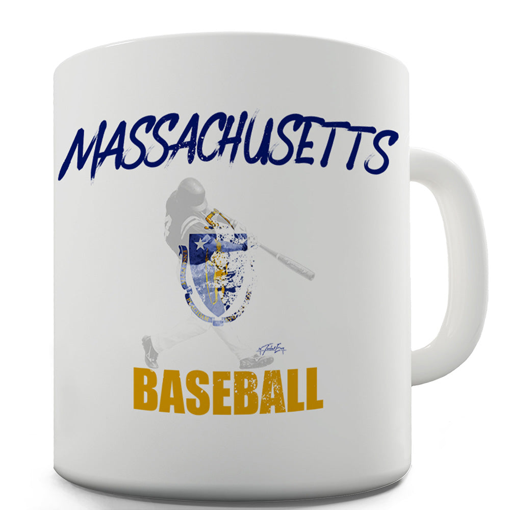 Massachusetts Baseball Splatter Funny Mug