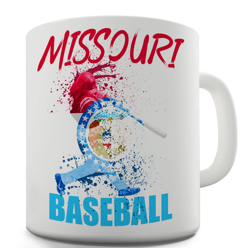 Missouri Baseball Splatter Funny Mug