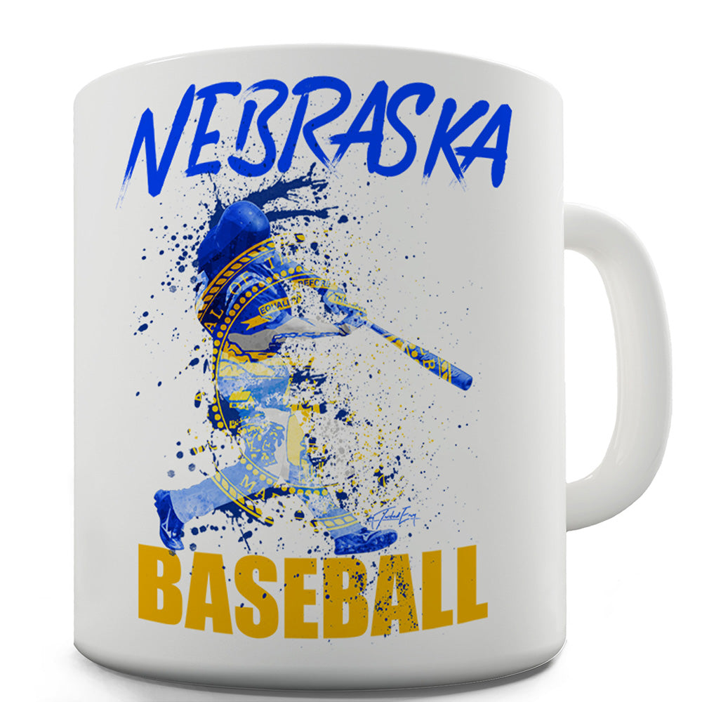 Nebraska Baseball Splatter Funny Mugs For Work