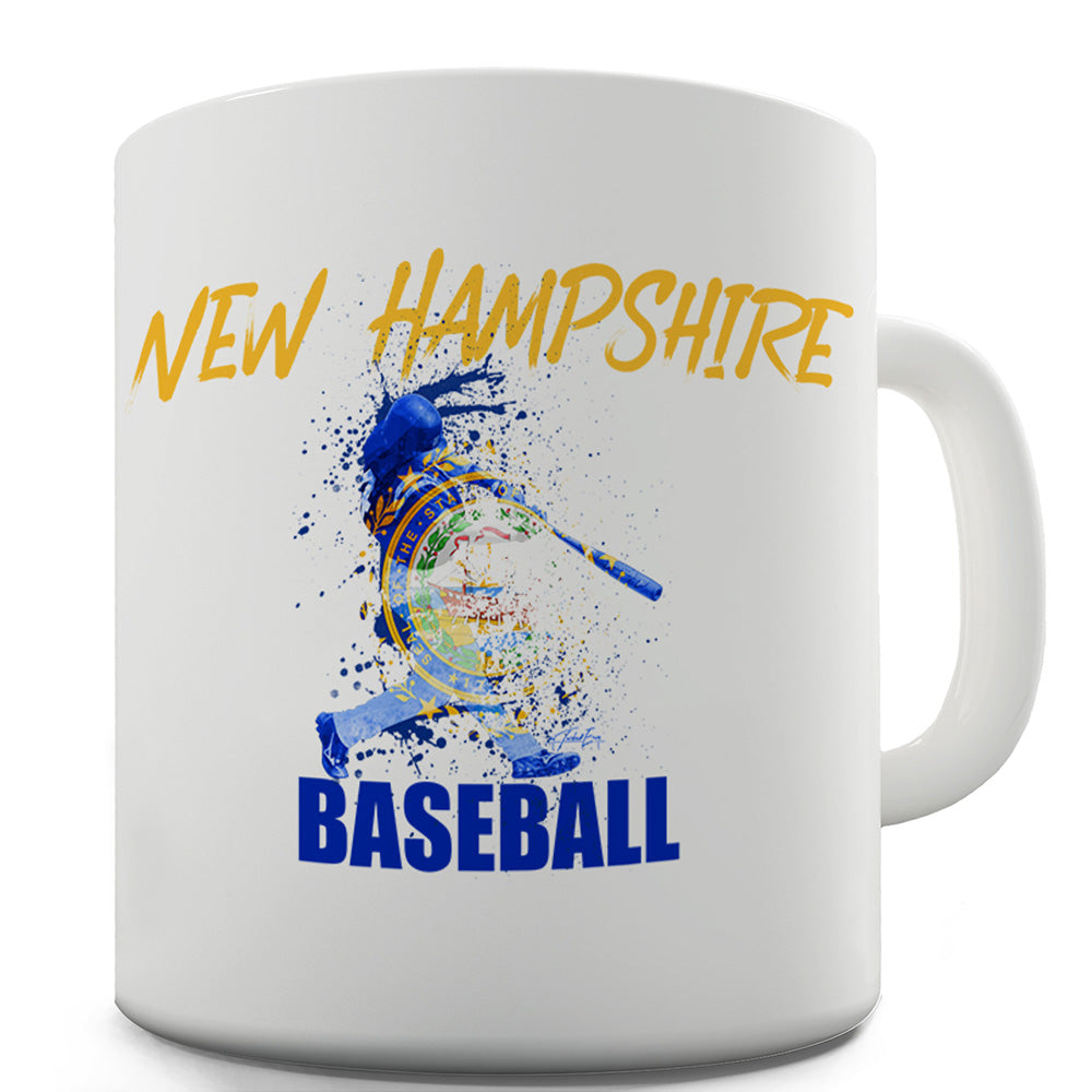 New Hampshire Baseball Splatter Funny Mugs For Work