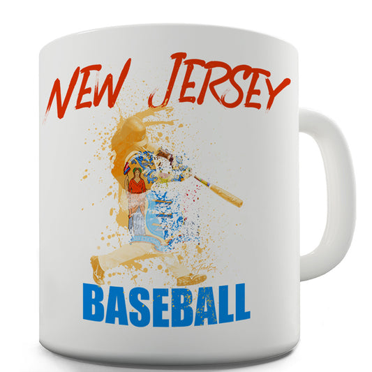 New Jersey Baseball Splatter Ceramic Novelty Mug