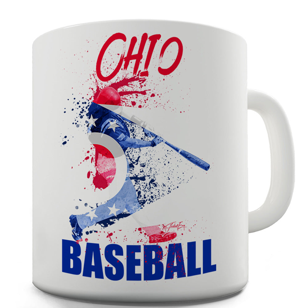 Ohio Baseball Splatter Mug - Unique Coffee Mug, Coffee Cup