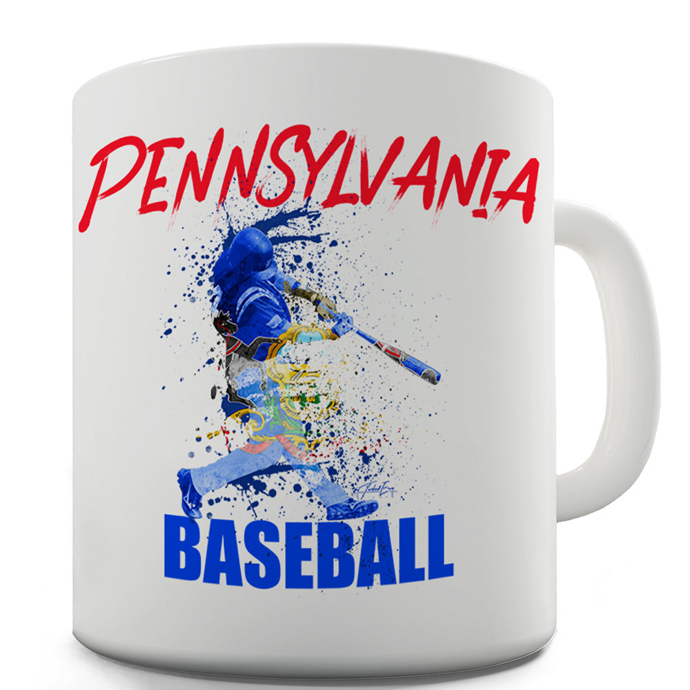 Pennsylvania Baseball Splatter Funny Mugs For Coworkers