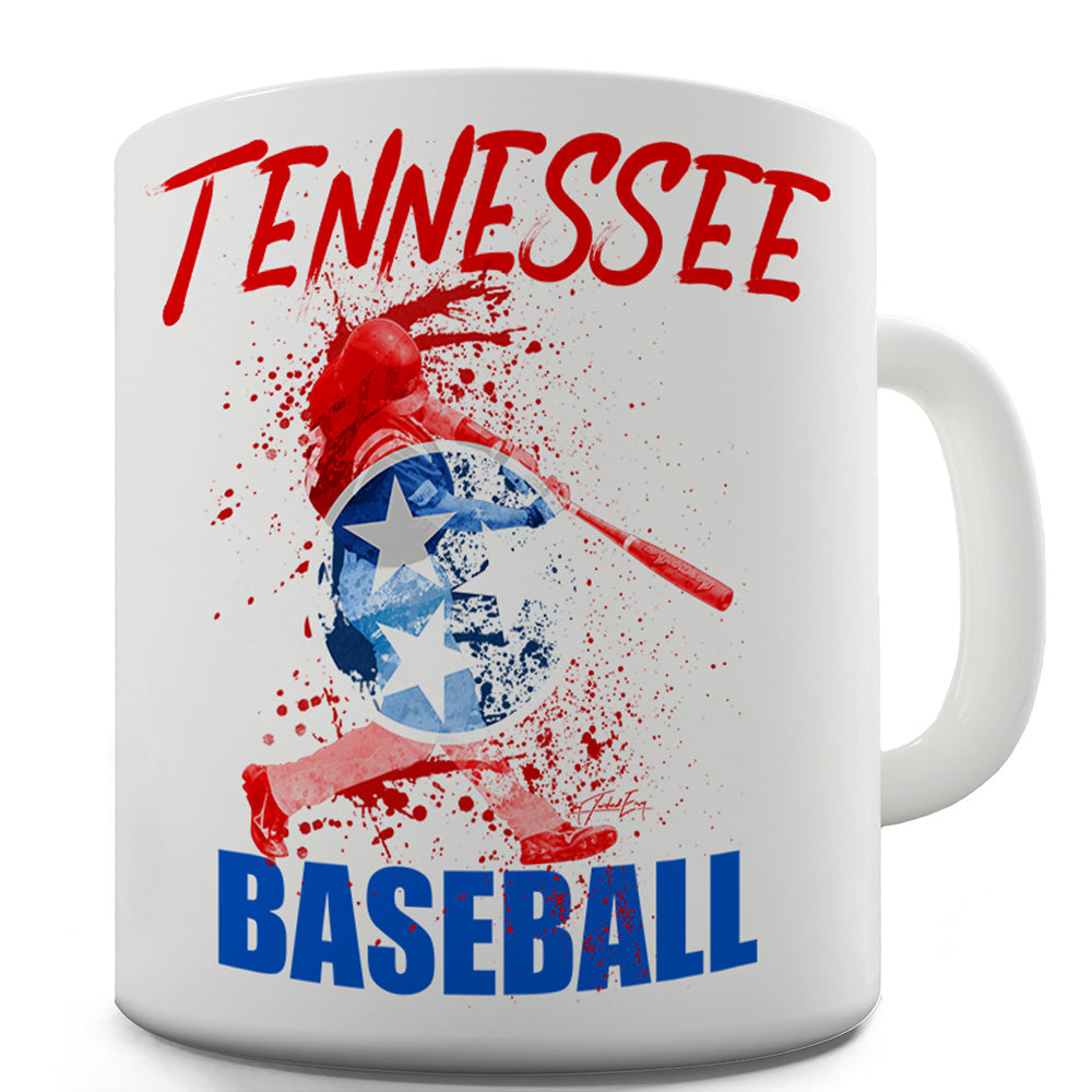 Tennessee Baseball Splatter Ceramic Novelty Gift Mug