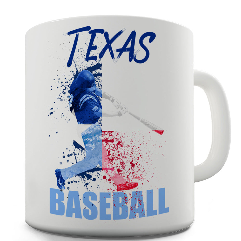 Texas Baseball Splatter Funny Novelty Mug Cup