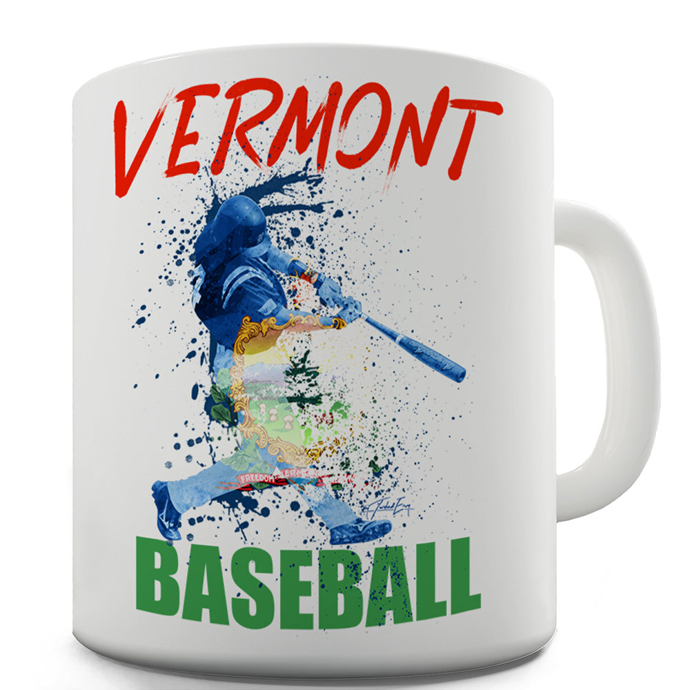 Vermont Baseball Splatter Ceramic Novelty Gift Mug