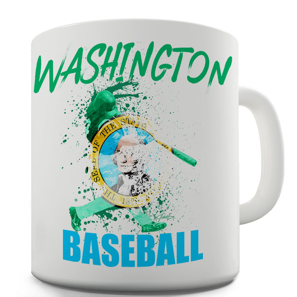 Washington Baseball Splatter Funny Mugs For Men