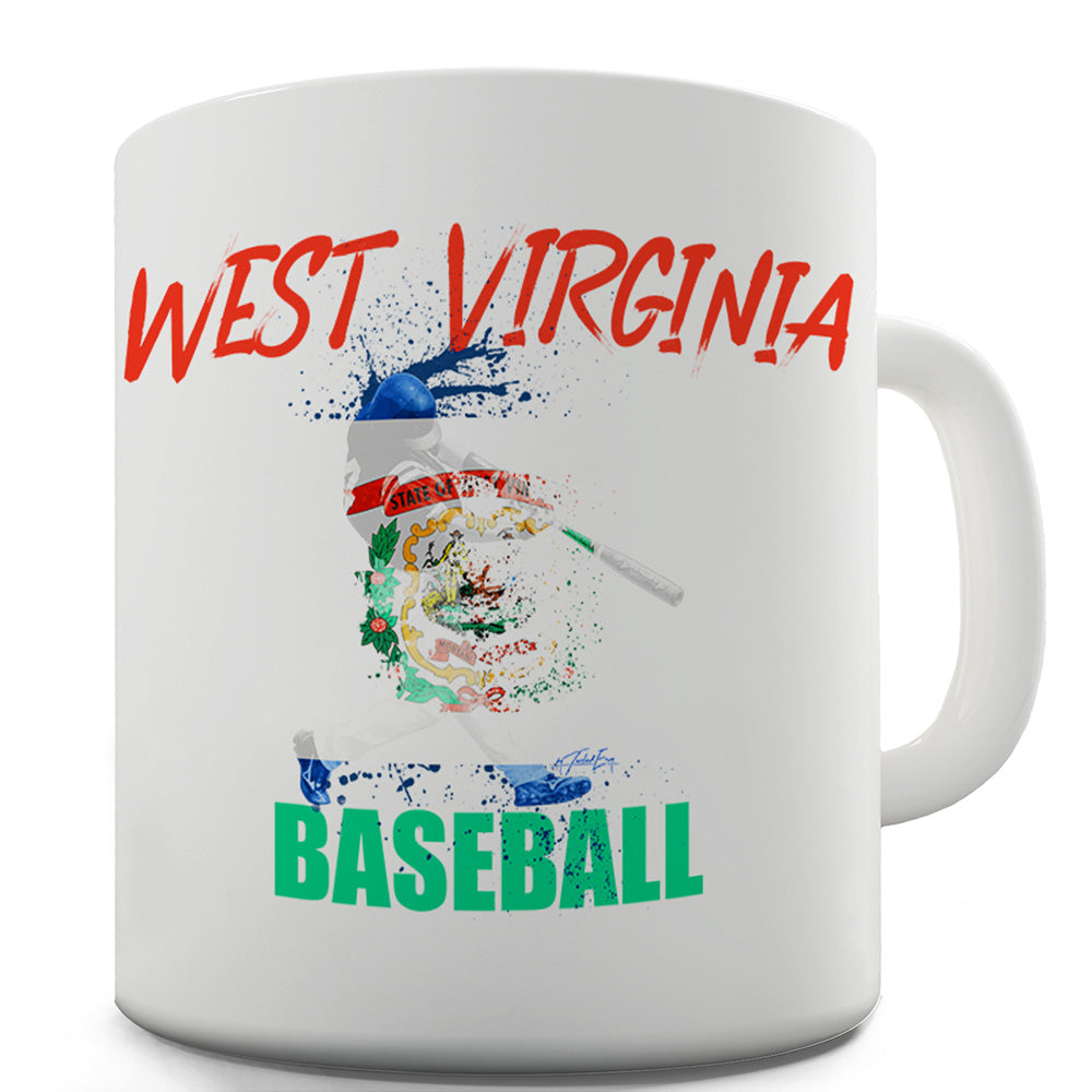West Virginia Baseball Splatter Mug - Unique Coffee Mug, Coffee Cup