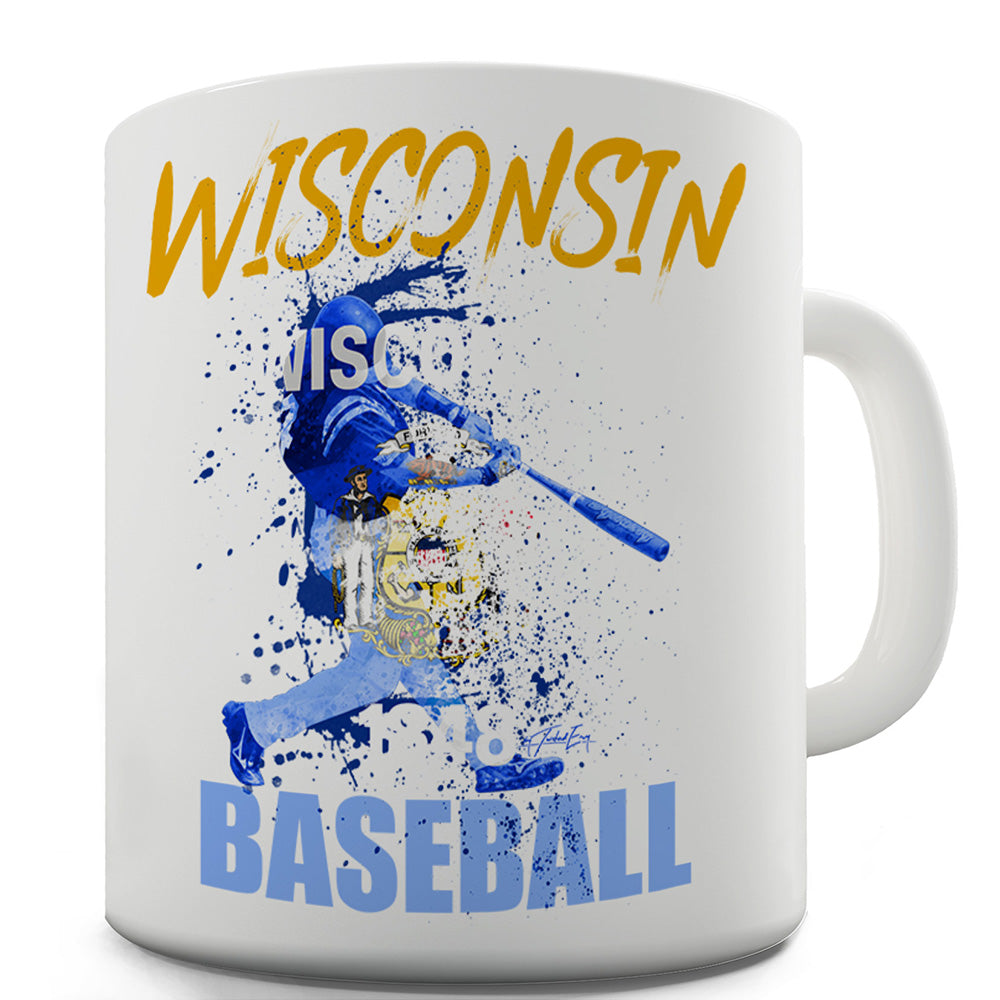 Wisconsin Baseball Splatter Funny Mugs For Work