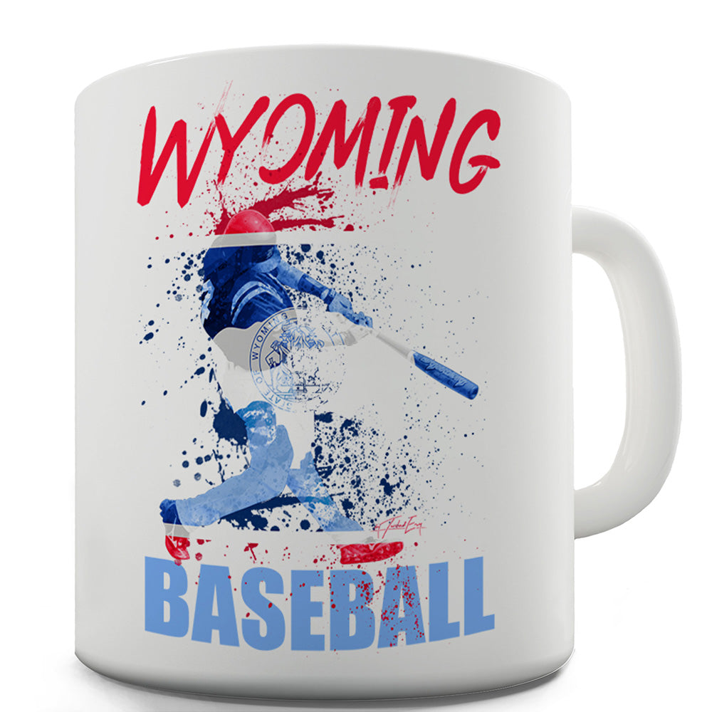 Wyoming Baseball Splatter Ceramic Mug