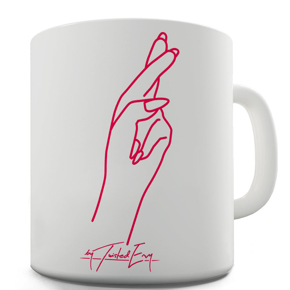 Fingers Crossed Pocket Ceramic Funny Mug