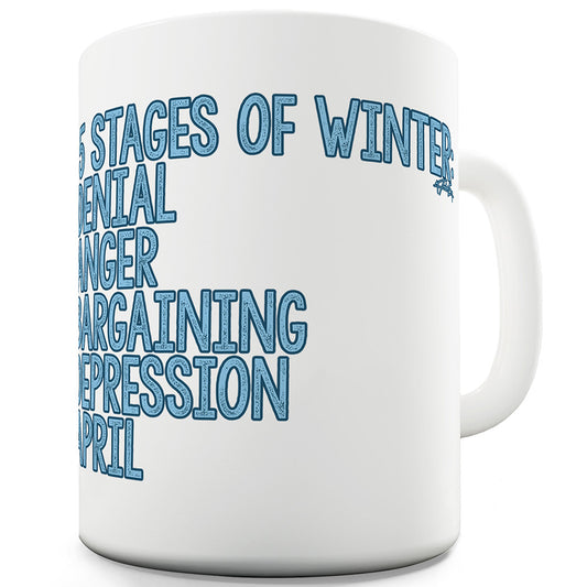 5 Stages Of Winter Funny Office Secret Santa Mug