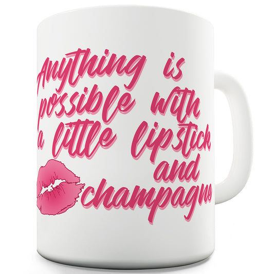 Lipstick And Champagne Mug - Unique Coffee Mug, Coffee Cup