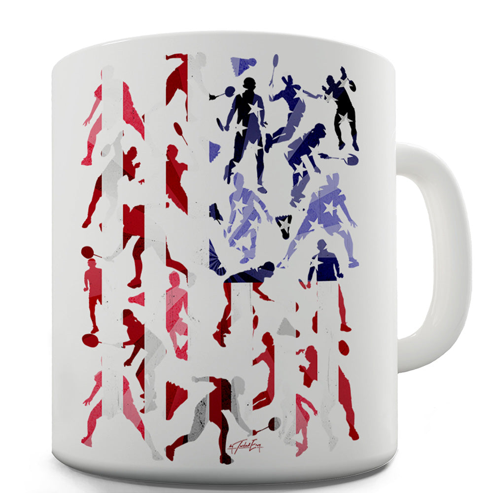 USA Badminton Silhouette Funny Mugs For Men