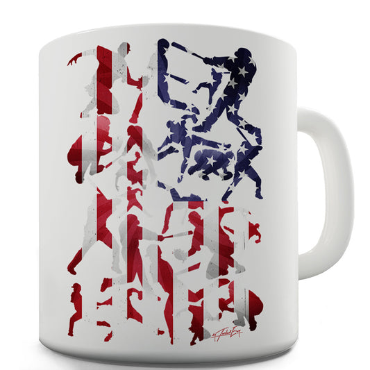 USA Baseball Silhouette Ceramic Mug