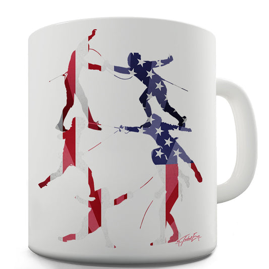 USA Fencing Silhouette Funny Mugs For Coworkers