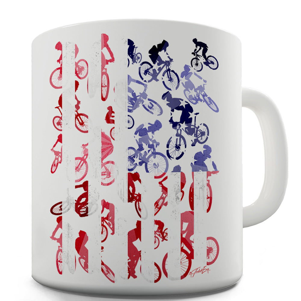 USA Mountain Biking Silhouette Ceramic Tea Mug