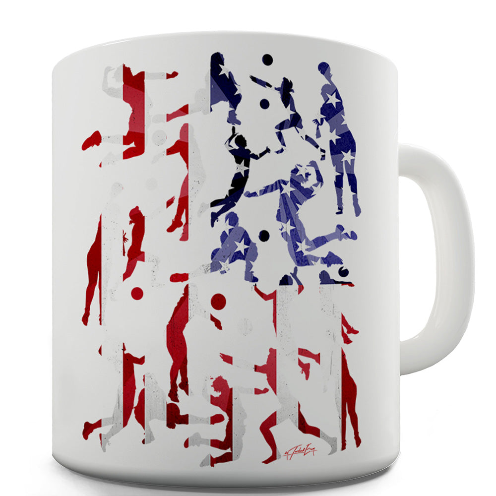 USA Volleyball Silhouette Ceramic Mug Slogan Funny Cup