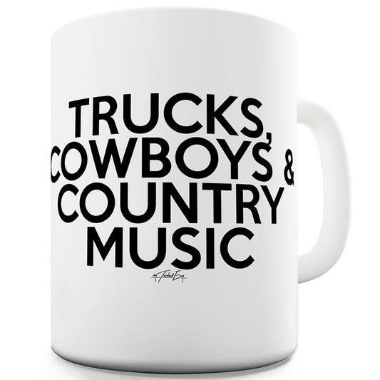 Trucks Cowboys Country Music Mug - Unique Coffee Mug, Coffee Cup