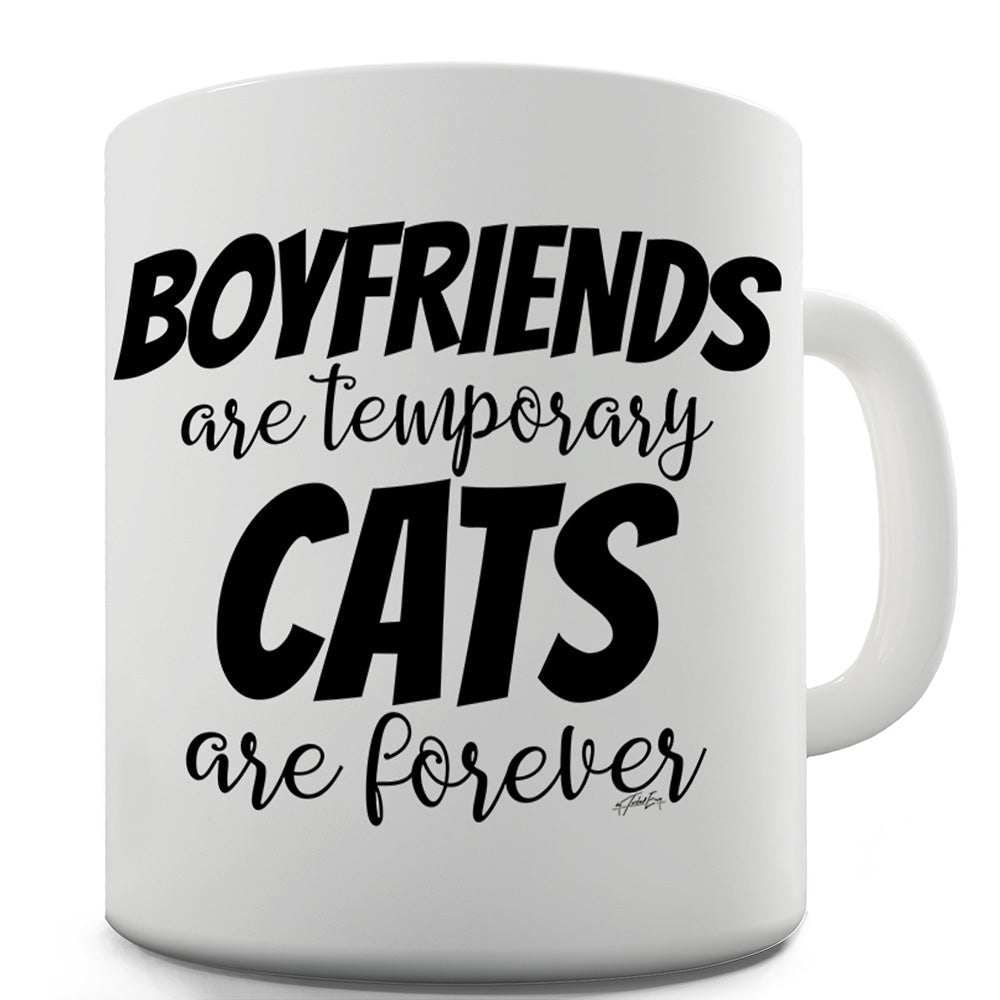 Boyfriends Are Temporary Cats Are Forever Ceramic Funny Mug