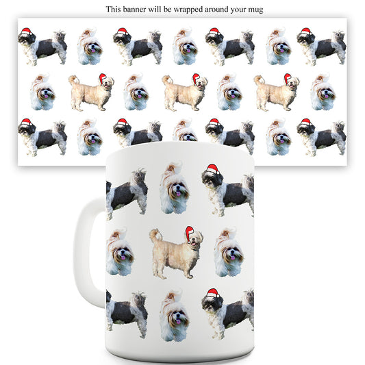 Shih Tzus Santa Hats Pattern Funny Office Secret Santa Mug