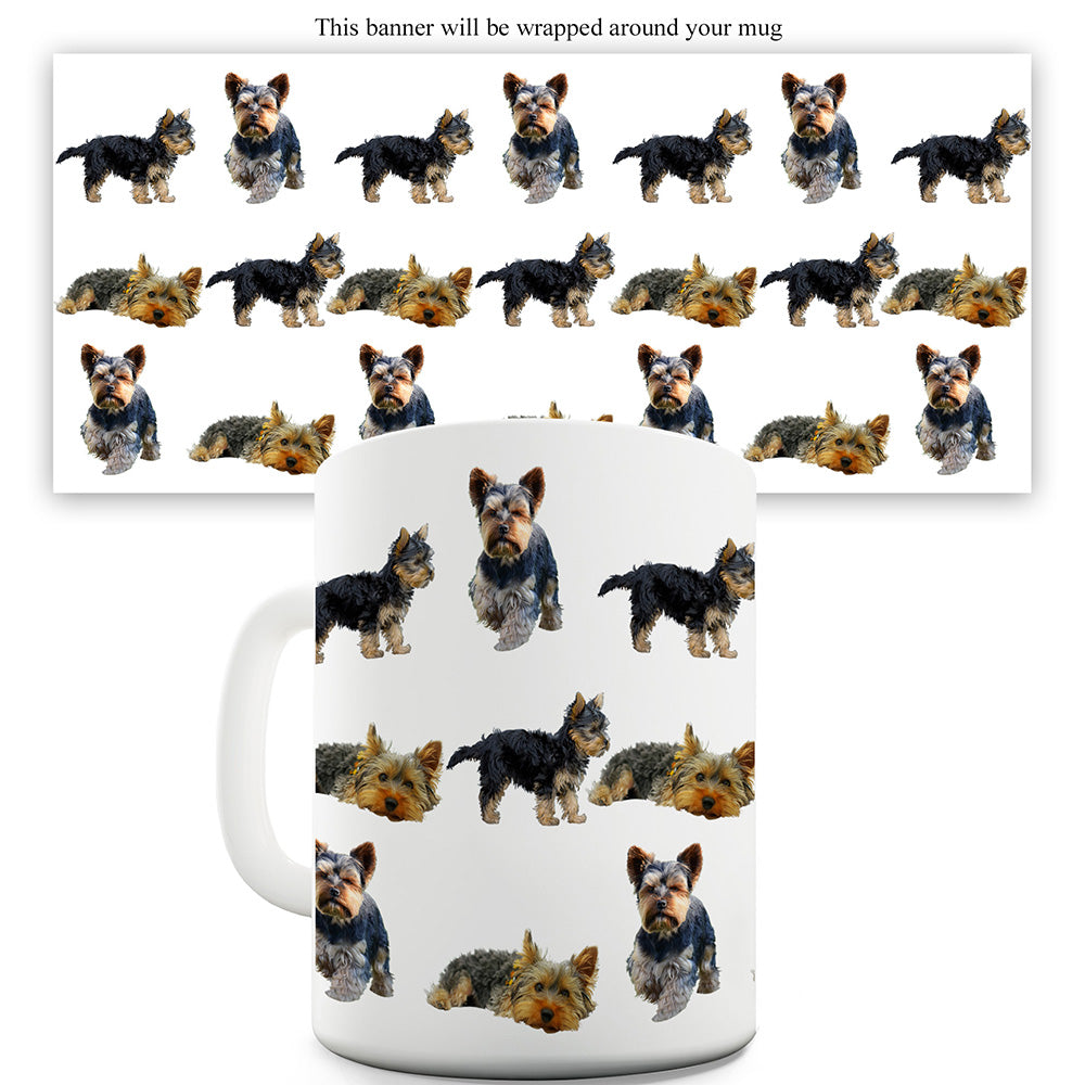 Yorkshire Terriers Pattern Funny Mugs For Work