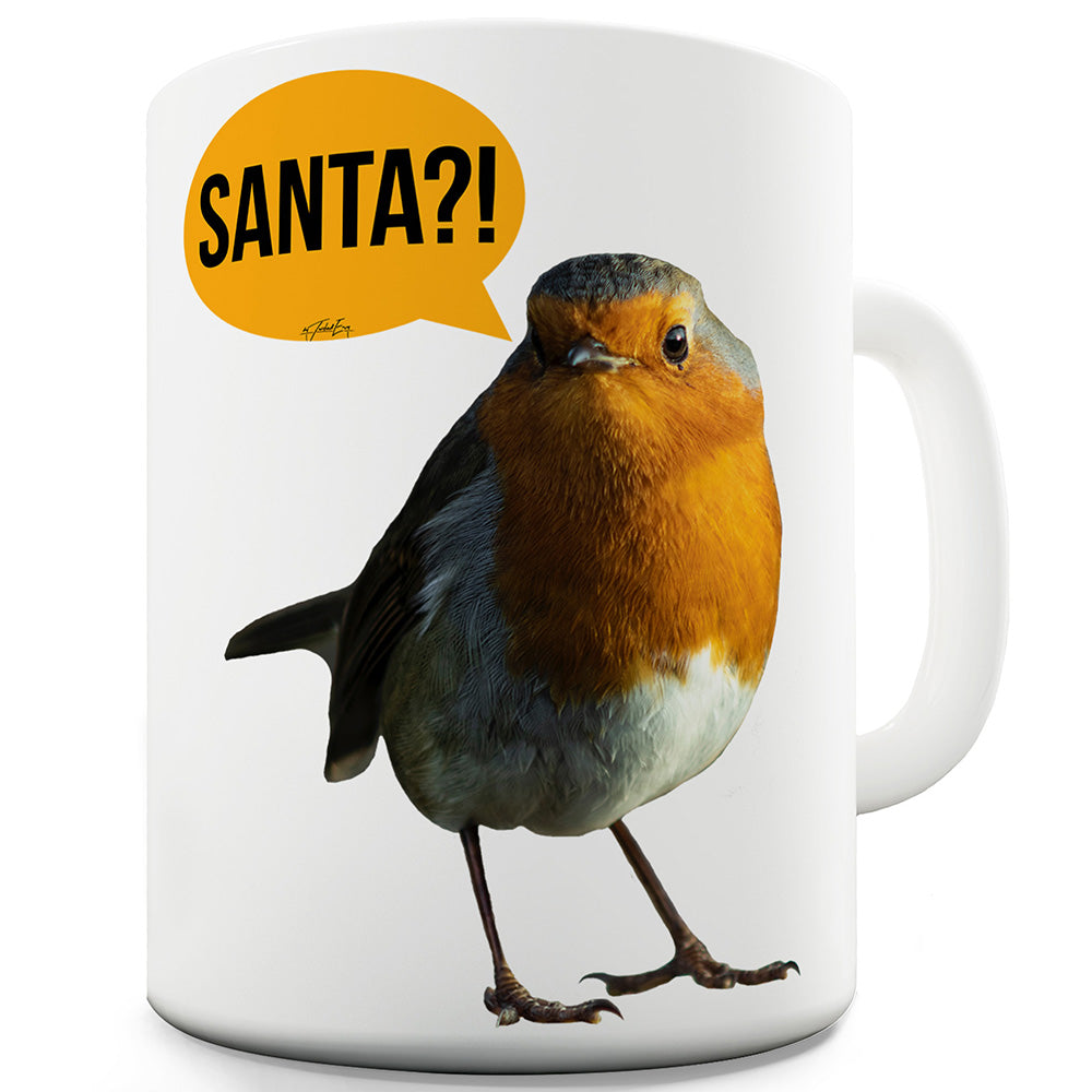 Christmas Robin Santa Mug - Unique Coffee Mug, Coffee Cup