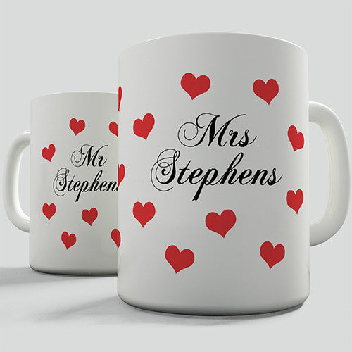 Mr And Mrs Hearts Set Personalised Mug