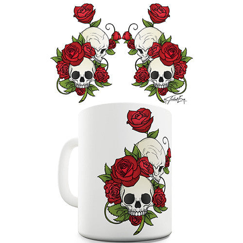Grunge Skulls and Red Roses Funny Mug